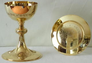 Solid silver gilt French Romanesque Chalice